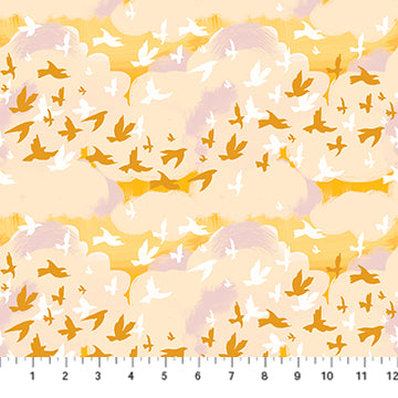 Summer's End - Birds - Yellow Multi - 90339-50 (1/2 Yard)