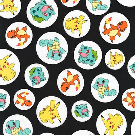 The Pokemon Co - Starters - AOP-17721-2 Black (1/2 Yard)