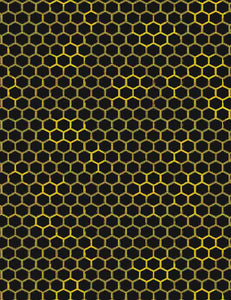 Queen Bee - Honeycomb Pattern - BEE-CD1360  BLACK (1/2 Yard)