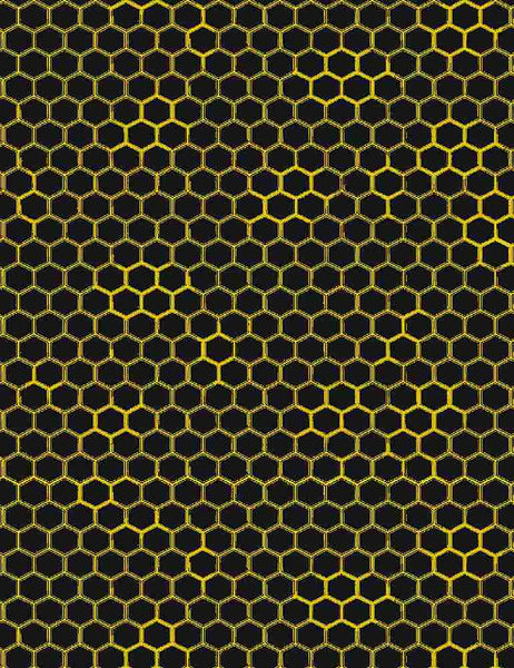Queen Bee - Honeycomb Pattern - BEE-CD1360  BLACK (1/2 Yard)