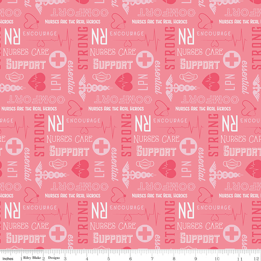 Nobody Fights Alone - Nurses Care - C10422-PINK (1/2 Yard)