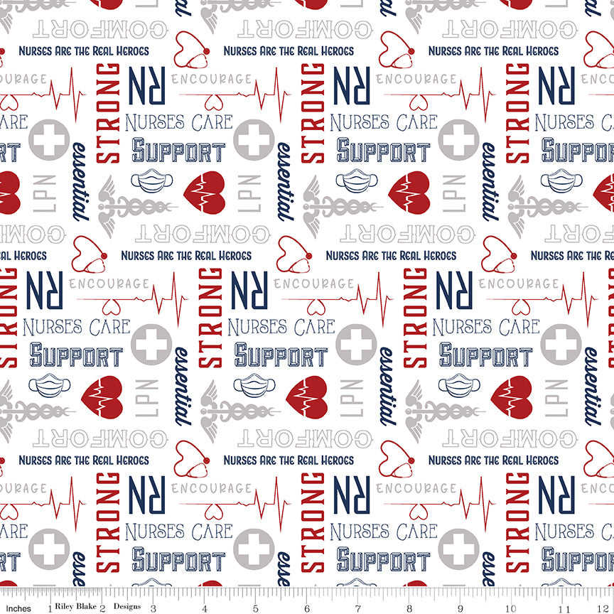 Nobody Fights Alone - Nurses Care - C10422-RED (1/2 Yard)