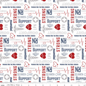 Nobody Fights Alone - Nurses Care - C10422-RED (1/2 Yard)