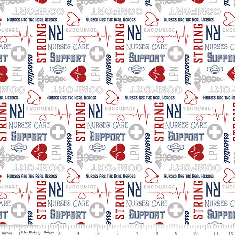 Nobody Fights Alone - Nurses Care - C10422-RED (1/2 Yard)