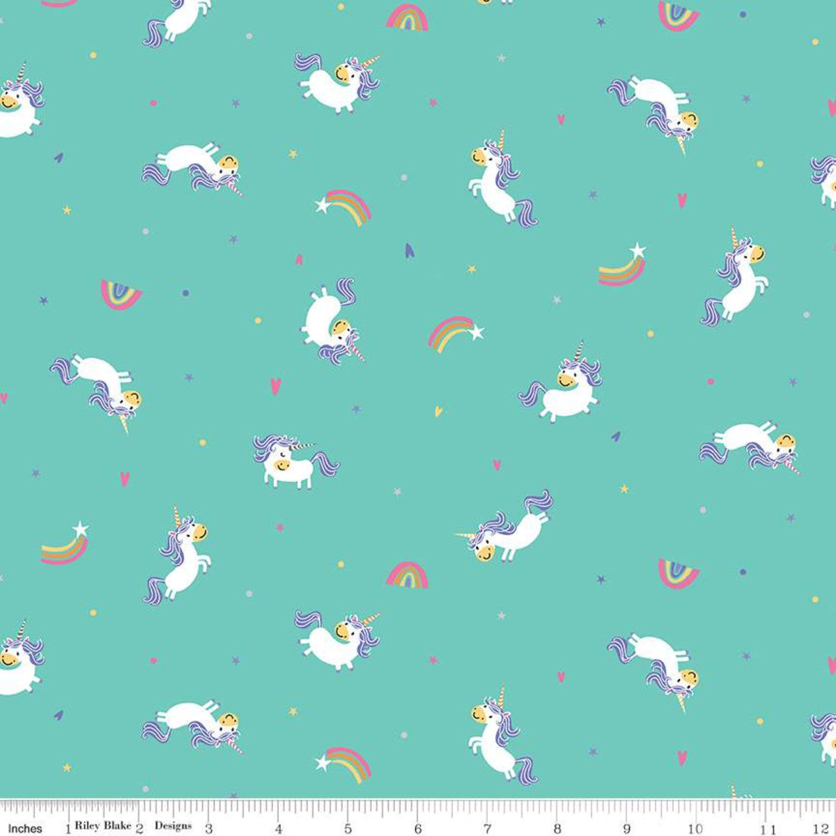 Riley Blake - Unicorn Kingdom - Unicorn Toss - C10471-Teal (1/2 Yard)