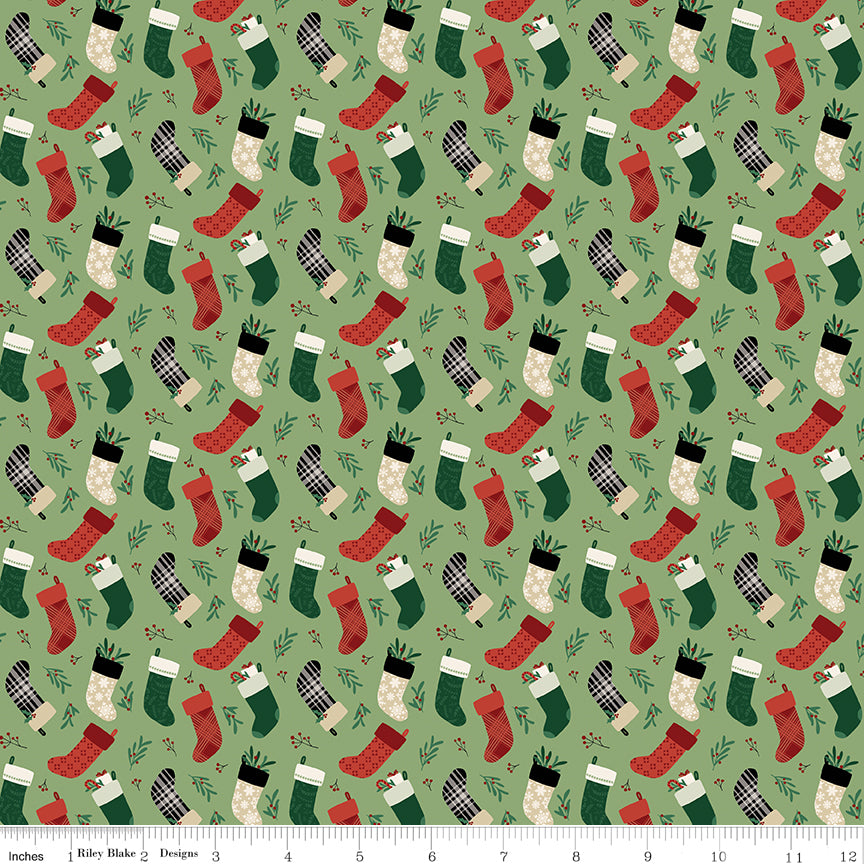 Christmas Traditions - Stockings - C9594-GREEN (1/2 Yard)