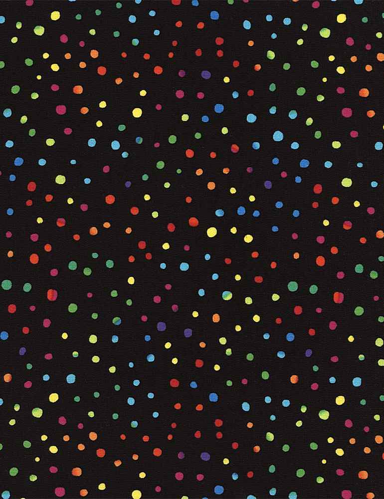 Math & Science - Rainbow Dots - COLOR-C3151 BLACK (1/2 Yard)