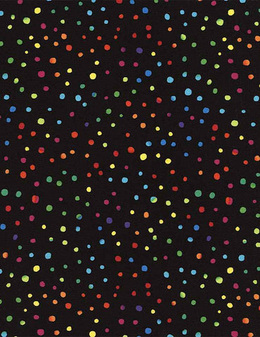 Math & Science - Rainbow Dots - COLOR-C3151 BLACK (1/2 Yard)