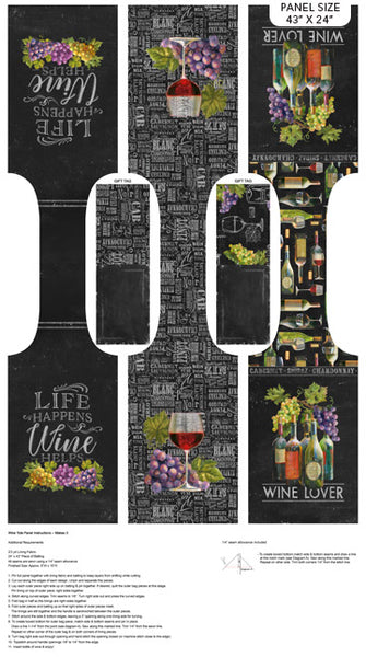 Life Happens, Wine Helps -  Wine Tote Bag Project Panel - DP24560-99 (per panel)