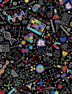 Math & Science - Bright Science Doodles - GAIL-C8249 Black (1/2 Yard)