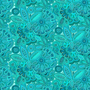 Ovarian Cancer Inspiration - Medallion - M1760-76 Teal (1/2 Yard)