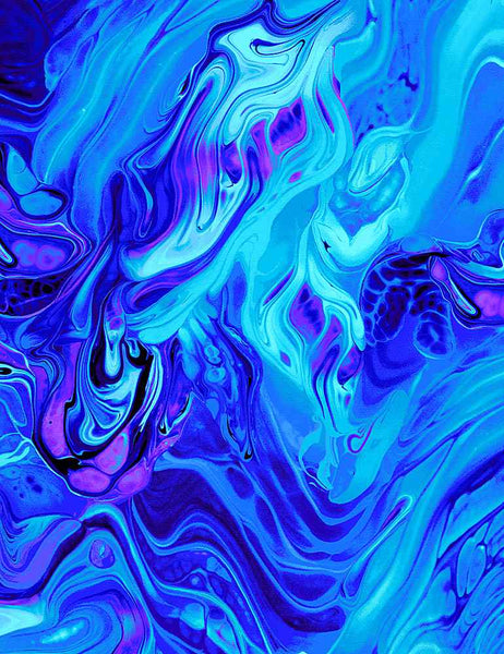 Midnight Run - Abstract Water Texture - MIDNIGHT-CD1432  BLUE (1/2 Yard)