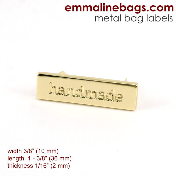 Metal Bag Label:  "handmade" (5 finishes)