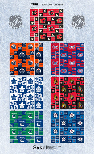 Hand-Cut Fat Quarter Bundle - NHL Canadian Hockey Teams (7pc)
