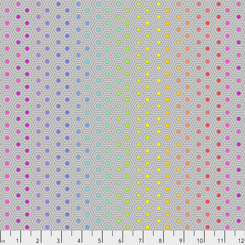 Tula Pink - True Colors - Hexy Rainbow - Dove - PWTP151.DOVE (1/2 Yard)