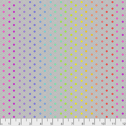 Tula Pink - True Colors - Hexy Rainbow - Dove - PWTP151.DOVE (1/2 Yard)