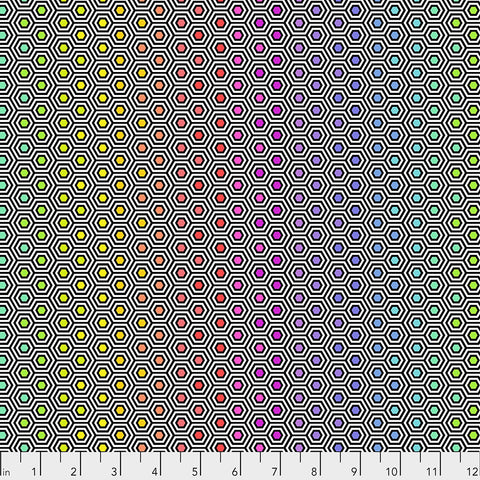 Tula Pink - Linework - Hexy Rainbow - Ink - PWTP151.INK (1/2 Yard)