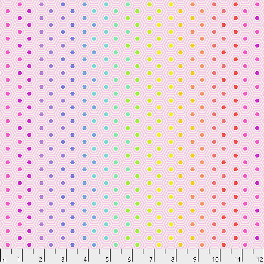 Tula Pink - True Colors - Hexy Rainbow - Shell -  PWTP151.SHELL (1/2 Yard)