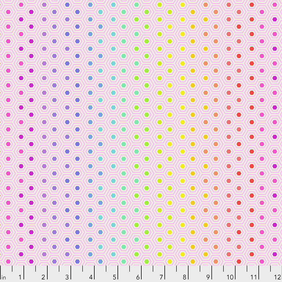 Tula Pink - True Colors - Hexy Rainbow - Shell -  PWTP151.SHELL (1/2 Yard)