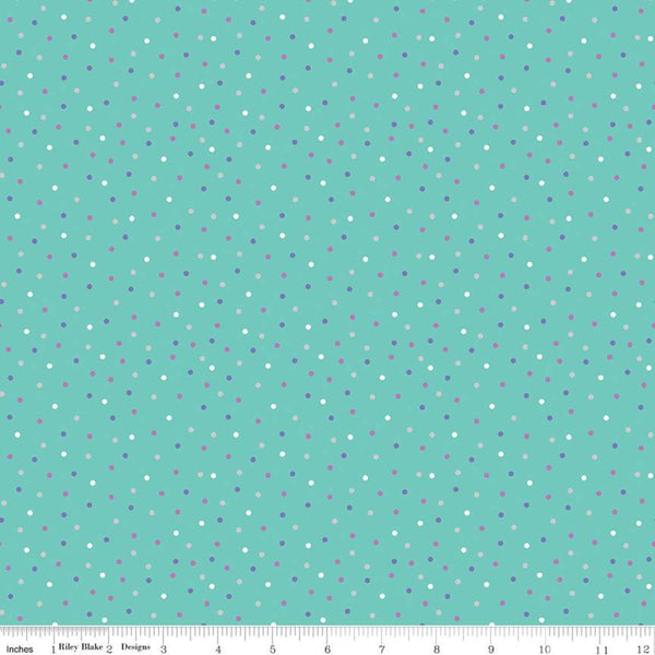 Riley Blake - Unicorn Kingdom - Dots w/ sparkle - SC10475-Teal (1/2 Yard)