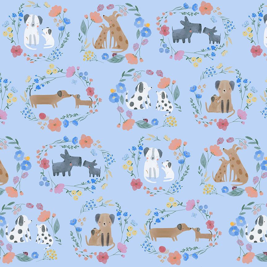 Paws & Reflect - Kiss My Mutt - STELLA-D2312 Azure (1/2 Yard)