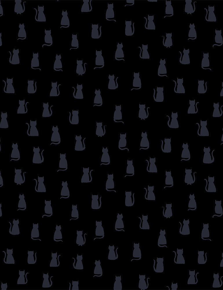 Monochrome Black - Hello Kitties - STELLA-P1269 BLACK (1/2 Yard)
