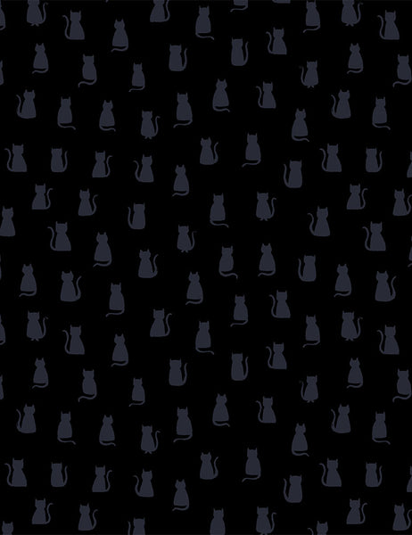 Monochrome Black - Hello Kitties - STELLA-P1269 BLACK (1/2 Yard)