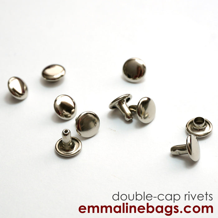 Double Cap Rivets - Medium (9mm Cap x 8mm Post) (5 Finishes)