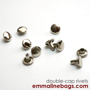 Double Cap Rivets - Medium (9mm Cap x 8mm Post) (5 Finishes)