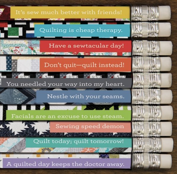 Laura Coia’s Quilty Pencils: 10 Pretty Pencils with SewVeryEasy Sayings